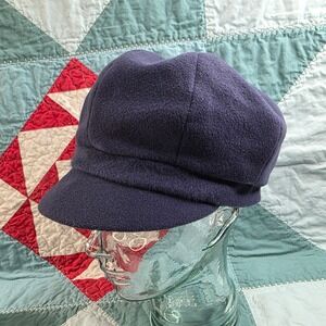 Norbu Canada Wool Cashmere Newsboy Cap‎ Navy Blue Lined Hat Womens EXCELLENT